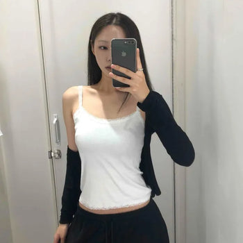 Lace Modal Slim Fit Strap Sleeveless Top