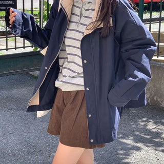 Color-block Avant-garde Oversized Field Jumper  Transitional Outerwear