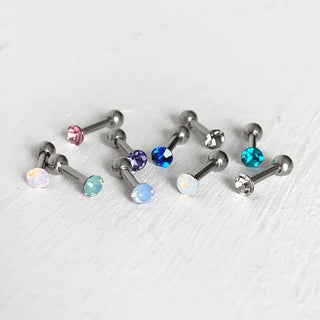 (10 Colors) Color Cubic Piercings Basic 3mm Mini Inner Conch Outer Conch Helix Tragus Lobe Layered Surgical Steel
