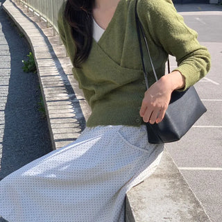 Alpaca Olive V-neck Wrap Knit
