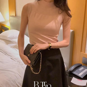 Roa Sleeveless Knit, High-Neck Mock Neck Sleeveless, Summer, Spring, Transitional Inner Top, 4 Colors