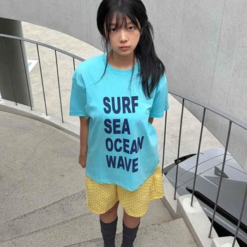 Boxy Fit Lettering Round Neck Short Sleeve T-shirt