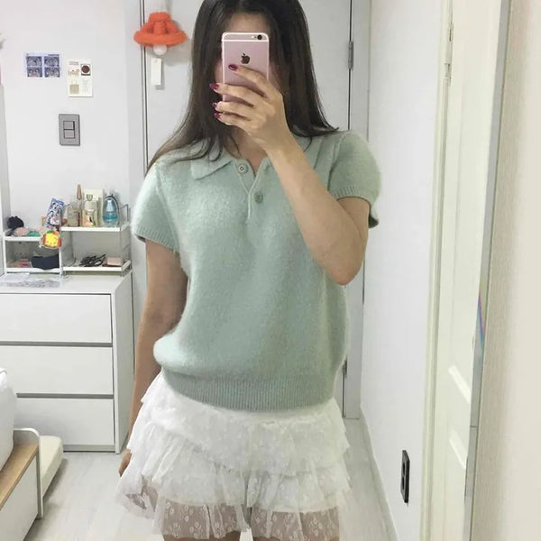 High-Waisted Lace Frill Tiered Skirt Mini Skirt