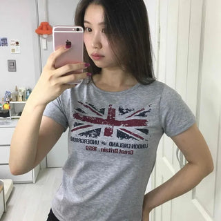 Deep Round Neck Graphic Print Loose Fit Short Sleeve T-shirt