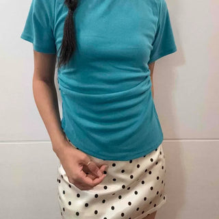 Modal Boat Neck Shirred Slim Fit Short Sleeve T-shirt