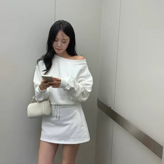 Anua Terry Asymmetrical Off-Shoulder Sweatshirt