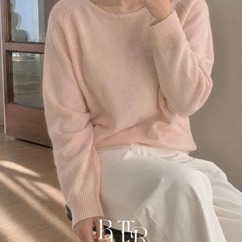 Hug Mohair Knit, Round Neck Raglan Hairy Knit