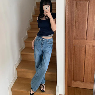 Derby straight denim pants