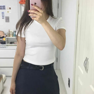 Pinstripe Thick Side Slit A-Line Low-Rise Skort Shorts