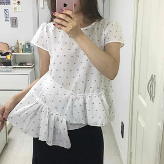 Mini Heart Asymmetrical Frill Blouse
