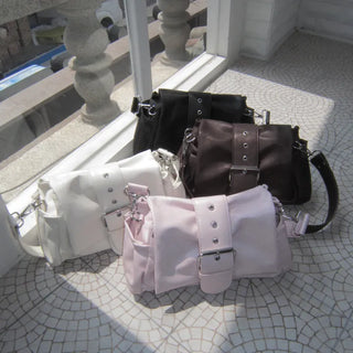 Fcol Leather Buckle Shoulder Bag