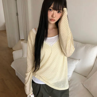 Lunil Dot Lace Long Sleeve T-shirt