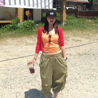 Verti Shirred Wide Bermuda Cargo Pants