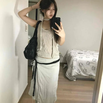 Shirred Ruffle Layered Strap Sleeveless Set