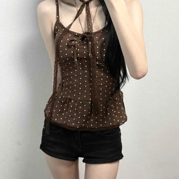Vienna Dot Shirred Lace Top & Scarf Set