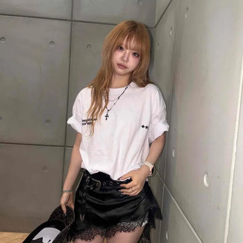Satin Lace Frill Asymmetrical Layered Wrap Belt Low-Rise Mini Skirt