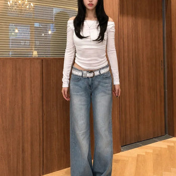Low-Rise Bootcut Flare Denim Pants