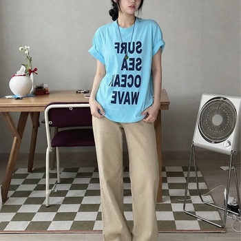 Low-Rise Semi-Bootcut Cotton Pants