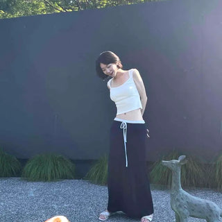 Low-Rise String Loose Fit Training Long Skirt