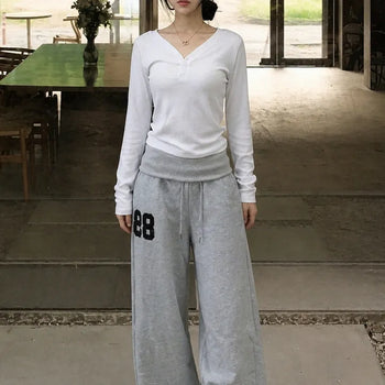89 String Flap Pocket Loose Long Pants