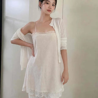 Velvet Bustier Slip Lace Embroidered See-through Slit Sleeveless H-Line Mini Dress