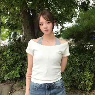 Ribbed Slim Fit Round Neck Short Sleeve T-shirt
