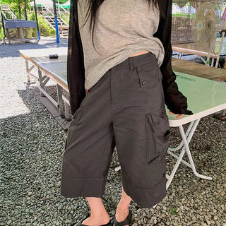 Quri Cargo Bermuda Pants Roll-up 3/4 Length 8/4 Calf Cover Lower Body Cover Cotton Pants Summer Autumn