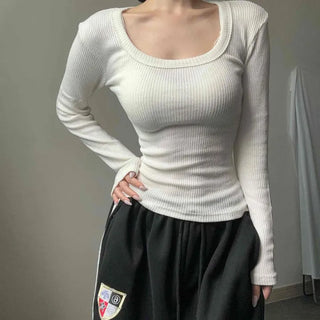 Deep U-Neck Ribbed Delicate Fit Crop Inner Knit