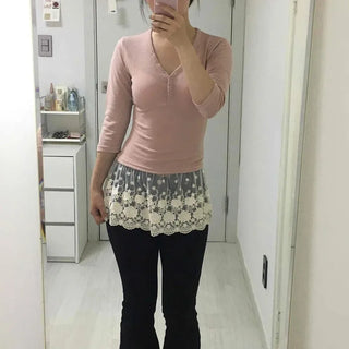 High-Waisted Layered Floral Embroidered Lace Frill Pleated See-Through A-Line Mini Skirt