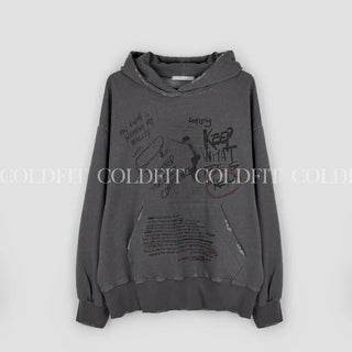 Pigment-dyed lettering hoodie