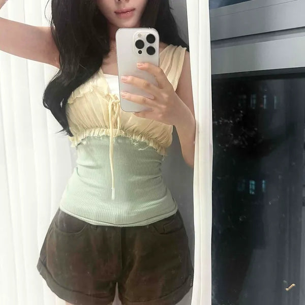Cotton Low-Rise Roll-Up Belted Pocket Wide Shorts