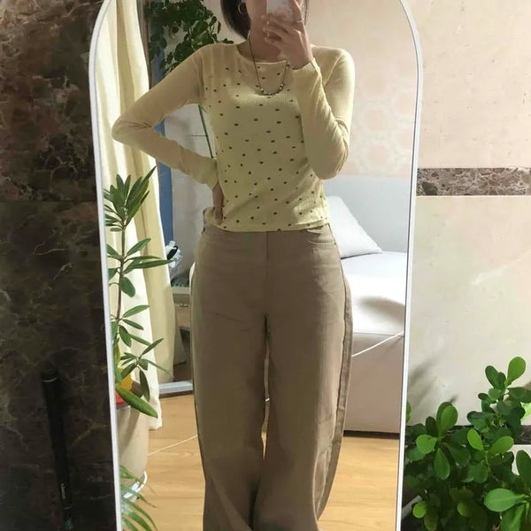 Herringbone Stripe High-Waisted Balloon Fit Pocket Long Pants