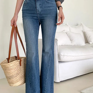 Cat diagonal cut bootcut denim