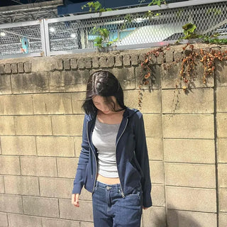Track Slim Fit Cinched Waist Long Sleeve Pocket Zip-Up Hoodie