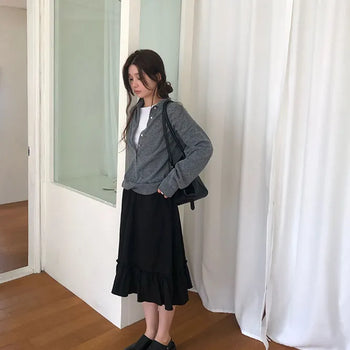 Official Check Tiered Long Skirt