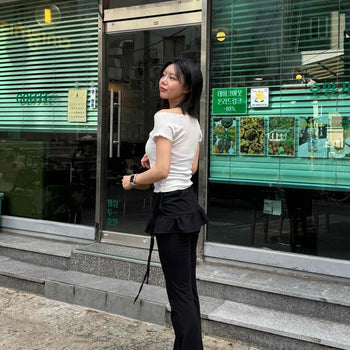 Low-rise Wrap Skirt Delicate Fit Stretch Bootcut Long Pants
