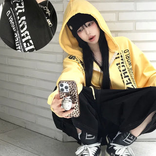 [Autumn/High Demand🖤] Kuni Hip Girl Street Lettering Zip-up Hoodie (2 colors)