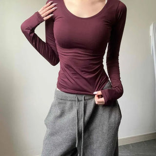 Thermal Heattech Spandex Slim Fit U-Neck Inner Long Sleeve T-shirt