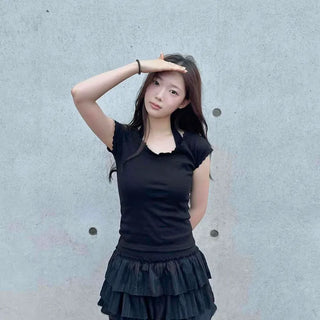 Ribbed Stretchy Slim Fit Inner Short Sleeve Tee