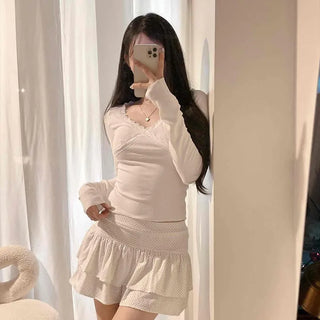 Closet Lace V-Neck Slim Long Sleeve T-Shirt