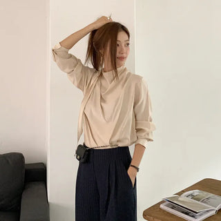 Selly Drape Tie Blouse