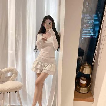 Dot Apple Tiered Mini Skirt