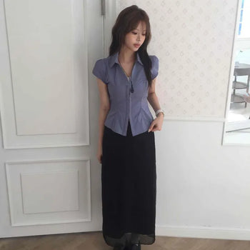 Wedding Guest Look, Daily⋆˚ Chiffon Layered Pleated Maxi Long Skirt