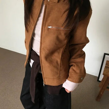 *Domestic/High Quality* Ivory Collarless Suede Jacket