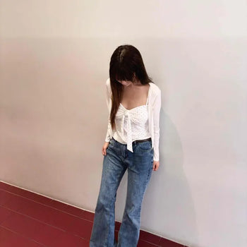 Low-Rise Washed Bootcut Jeans