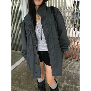 Dig Vintage Washed High-Neck Work Jacket