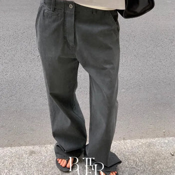 Ford Wash Pants, Straight Wide Cotton Peach Wash Vintage Casual Bottoms