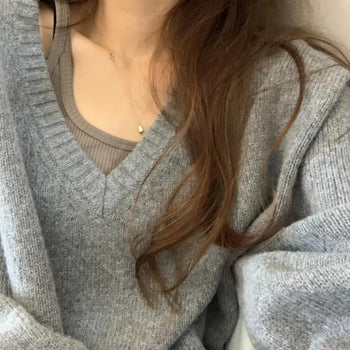 Moment V Holga Knit, V-neck Loose Fit Oversized Wool Blend Autumn Winter