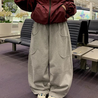 Anchovy Balloon Pocket Training Pants, Lower Body Shaping Track Pants, Jogger Pants, Wide Pants, Cotton Pants, Drawstring, Transitional Season, Autumn
