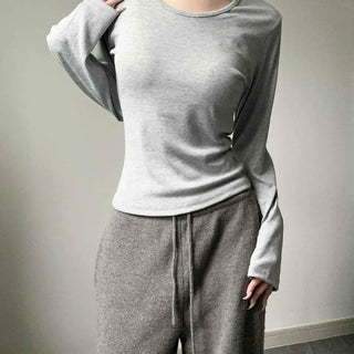 Modal Slim Fit Round Neck Inner Long Sleeve T-shirt